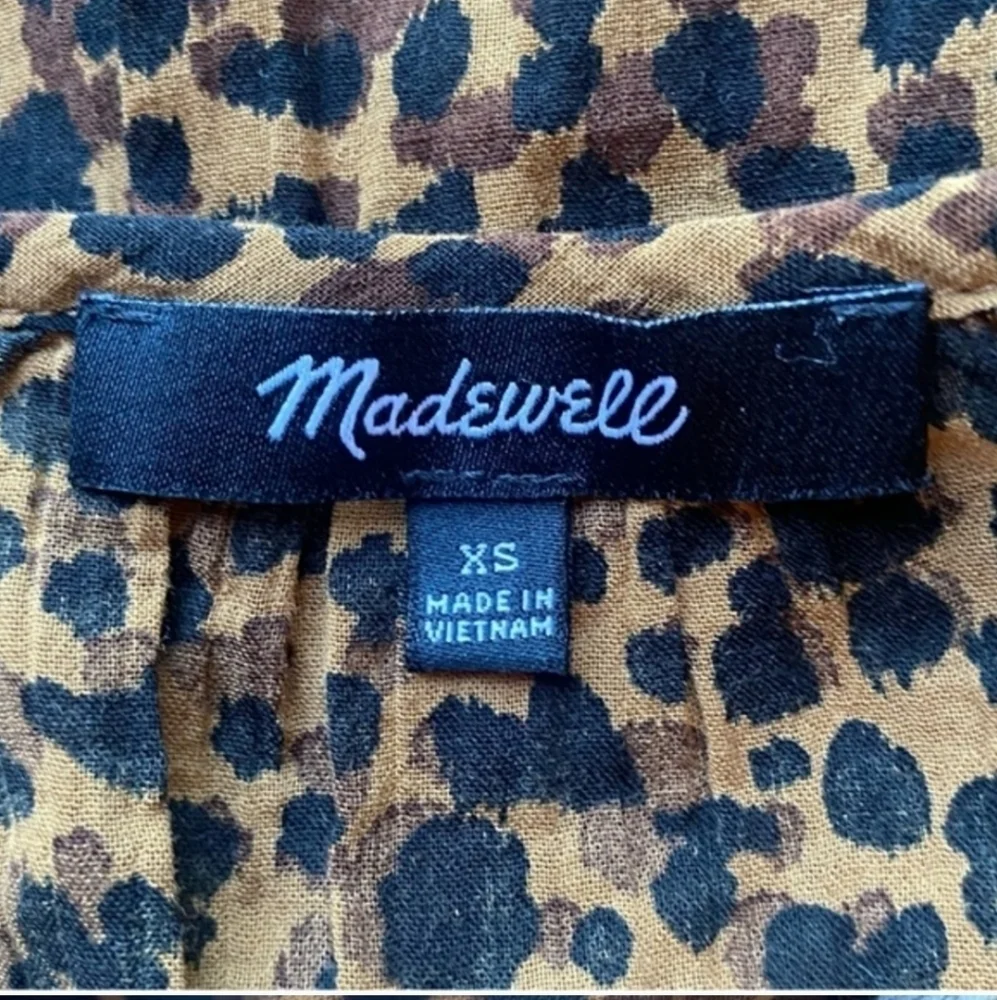 Madewell Leopard Print Puff Sleeve Blouse Puff Animal Print Twee Cottagecore XS